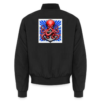 Octopus embraces an Anchor - Unisex Bomber Jacket - black - Back - AI Model Male 185 light (185cm)