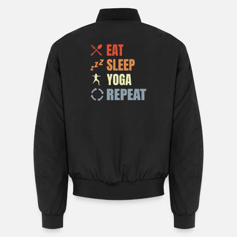 Mange Sommeil Yoga Répéter - Bomber unisexe - noir