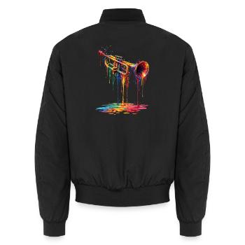 Trompette avec de la peinture qui goutte - Bomber unisexe - noir - Dos - AI Model Male 185 light (185cm)