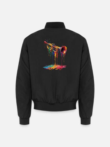 Trumpet with dripping paint - Unisex Bomber Jacket - black