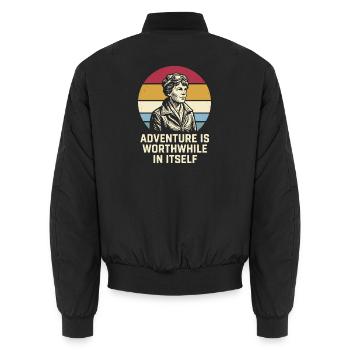 Amelia Earhart The adventure is worthwhile - Unisex Bomber Jacket - black - Back - AI Model Male 185 light (185cm)