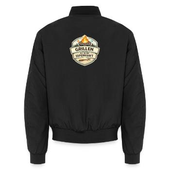 Grillen ist meine Superkraft - Unisex Bomberjacke - Schwarz - Hinten - AI Model Male 185 light (185cm)