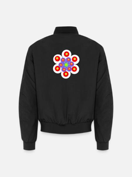 Retro Blume Blumen Vintage 60er  - Unisex Bomberjacke - Schwarz