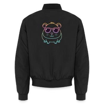 Guinea Pig Rainbow Line and Glasses - Unisex Bomber Jacket - black - Back - AI Model Male 185 light (185cm)