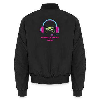 Attends Je Finis Ma Partie - Humour Gamer - Bomber unisexe - noir - Dos - AI Model Male 185 light (185cm)