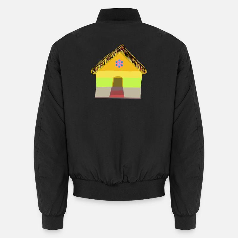Buntes Dorfhaus mit Strohdach Unisex Bomberjacke