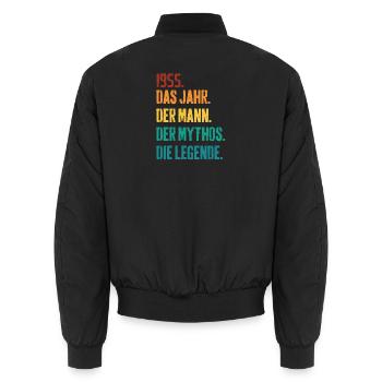 Vintage Né en 1955 Homme Mythe Légende - Bomber unisexe - noir - Dos - AI Model Male 185 light (185cm)