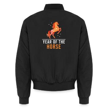 Chinese New Year of The Horse 2026 - Unisex Bomber Jacket - black - Back - AI Model Male 185 light (185cm)