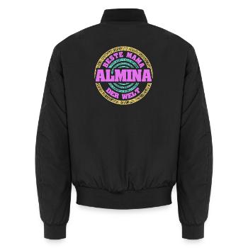 Best mom in the world Allmina - Unisex Bomber Jacket - black - Back - AI Model Male 185 light (185cm)