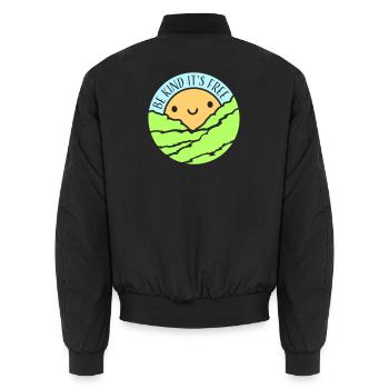 Be Kind It's Free Kindness Statement Saying - Unisex Bomber Jacket - black - Back - AI Model Male 185 light (185cm)