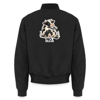 Kuh „NÖ.“ – Lustiges Statement  - Unisex Bomberjacke - Schwarz - Hinten - AI Model Male 185 light (185cm)