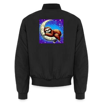 Faultier schläft auf dem Mond - Unisex Bomberjacke - Schwarz - Hinten - AI Model Male 185 light (185cm)