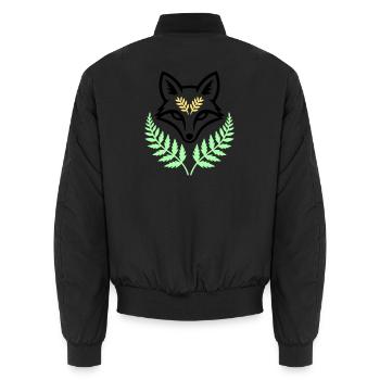 Fox Fern Pastel Woodland Logo - Unisex Bomber Jacket - black - Back - AI Model Male 185 light (185cm)