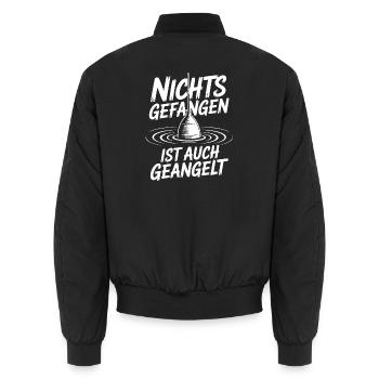 Nichts Gefangen Ist auch Geangelt - Unisex Bomberjacke - Schwarz - Hinten - AI Model Male 185 light (185cm)