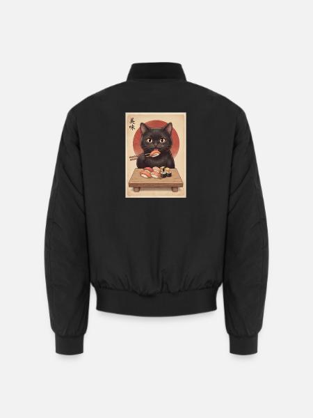 Katze sushi Retro - Unisex Bomberjacke - Schwarz