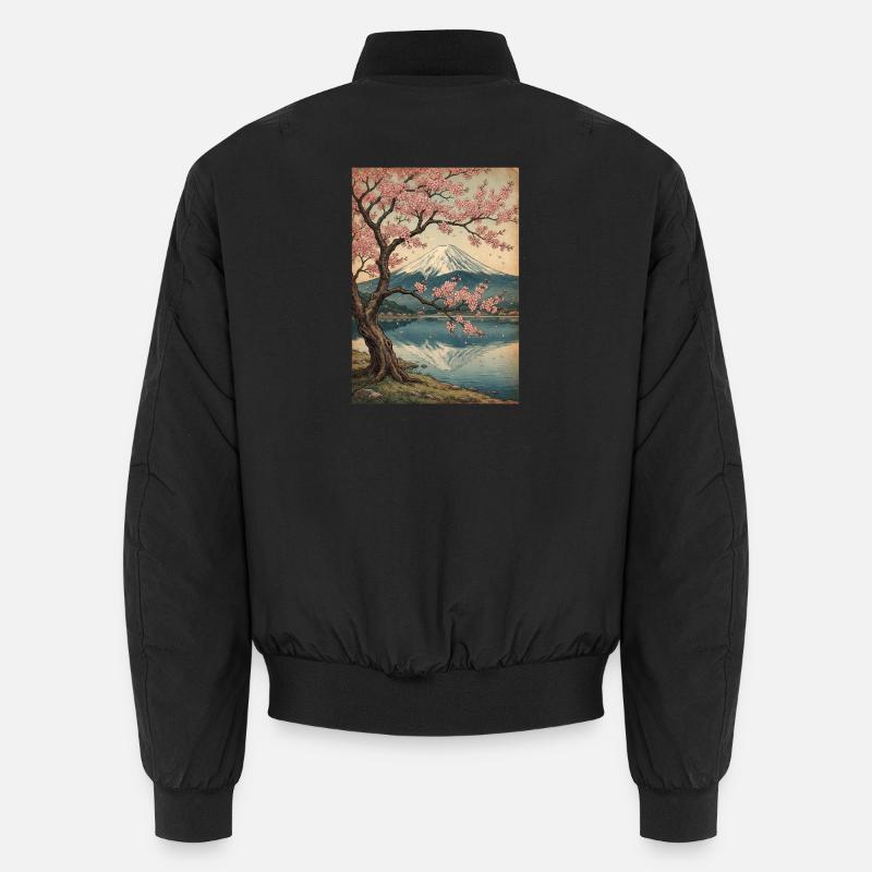 Cherry blossoms at Mount Fuji Unisex Bomber Jacket