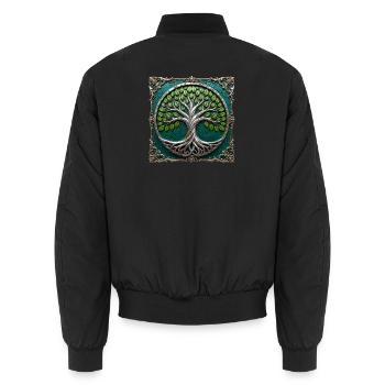Metallischer Kreisbaum des Lebens - Unisex Bomberjacke - Schwarz - Hinten - AI Model Male 185 light (185cm)