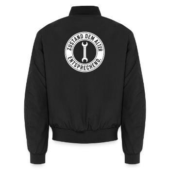 Zustand Dem Alter Entsprechend Oldtimer Geburtstag - Unisex Bomberjacke - Schwarz - Hinten - AI Model Male 185 light (185cm)