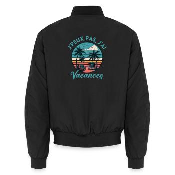 Vacance Palmiers Coucher Soleil - Bomber unisexe - noir - Dos - AI Model Male 185 light (185cm)