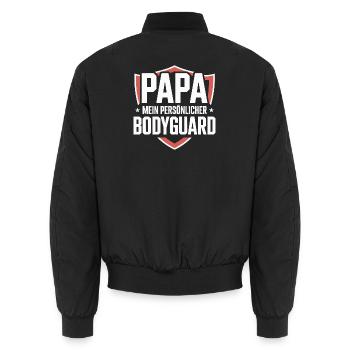 Papa Bodyguard Vater Schutz Geschenk - Unisex Bomberjacke - Schwarz - Hinten - AI Model Male 185 light (185cm)