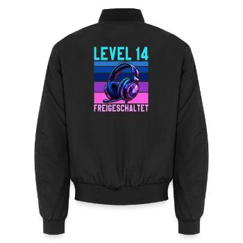14. Geburtstag Junge Mädchen Gaming Level 14 Jahre - Unisex Bomberjacke - Schwarz - Hinten - AI Model Male 185 light (185cm)