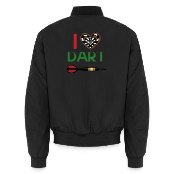 I Love Dart Herz  - Unisex Bomberjacke - Schwarz - Hinten - AI Model Male 185 light (185cm)