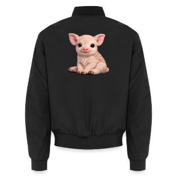 Ferkel-Kuschel-Illustration - Unisex Bomberjacke - Schwarz - Hinten - AI Model Male 185 light (185cm)