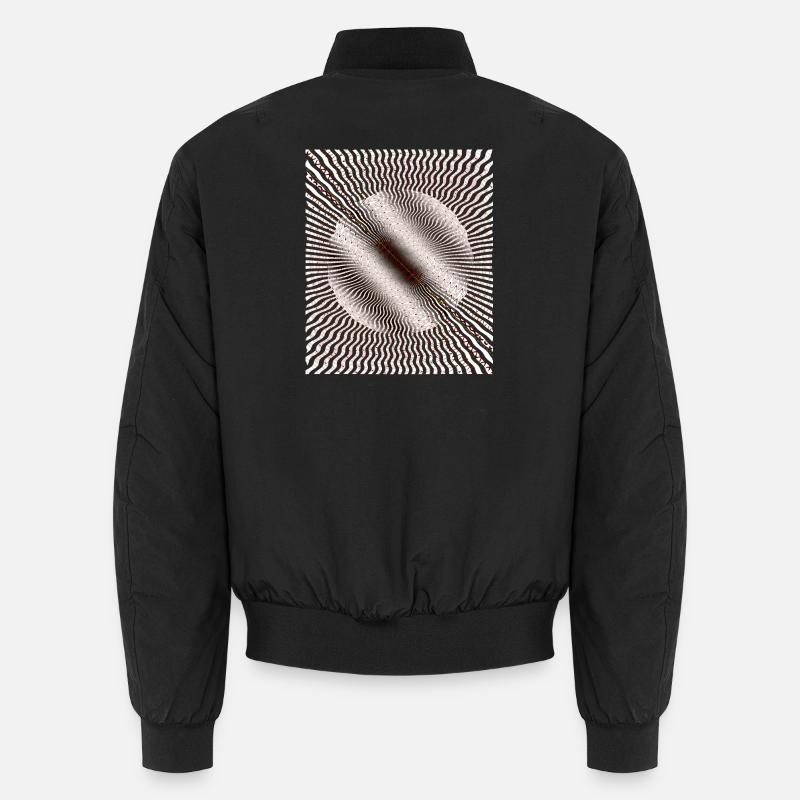 Circular Swirl Illusion Pattern - Unisex Bomber Jacket - black