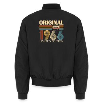 60th Birthday, 60 Years, Original 1966 - Unisex Bomber Jacket - black - Back - AI Model Male 185 light (185cm)