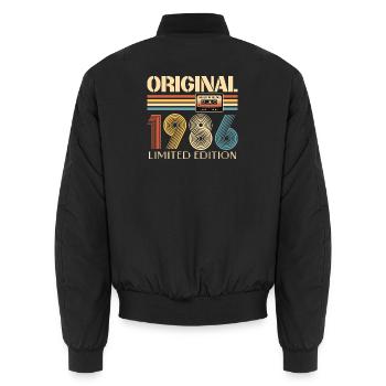40. Geburtstag, 40 Jahre, Original 1986 - Unisex Bomberjacke - Schwarz - Hinten - AI Model Male 185 light (185cm)