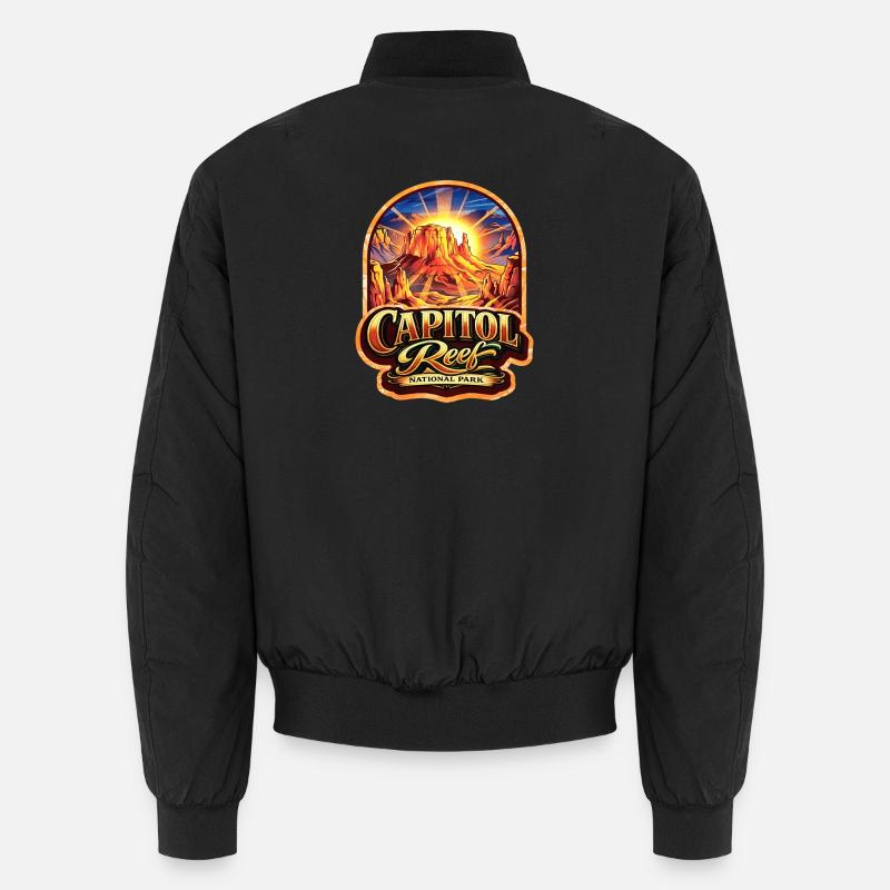 Capitol Reef Sunset Sticker - Unisex Bomber Jacket - black