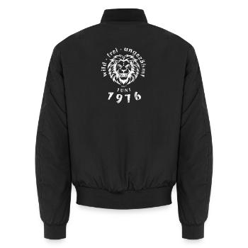 50th birthday Wild, free, untamed since 06/1976 - Unisex Bomber Jacket - black - Back - AI Model Male 185 light (185cm)