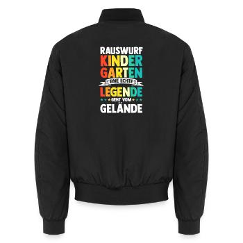 Eine Legende Geht vom Gelände - Unisex Bomberjacke - Schwarz - Hinten - AI Model Male 185 light (185cm)