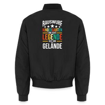 Eine Legende Geht vom Gelände - Unisex Bomberjacke - Schwarz - Hinten - AI Model Male 185 light (185cm)