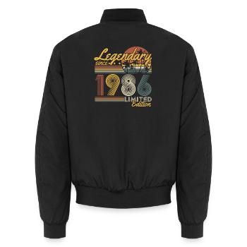 Cadeau rétro vintage d’anniversaire 1986 - Bomber unisexe - noir - Dos - AI Model Male 185 light (185cm)