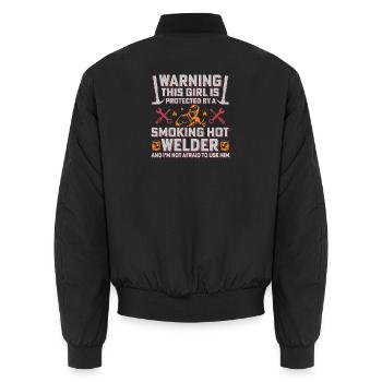 Warnung Schweißer Beschützt sein Mädchen Girl - Unisex Bomberjacke - Schwarz - Hinten - AI Model Male 185 light (185cm)