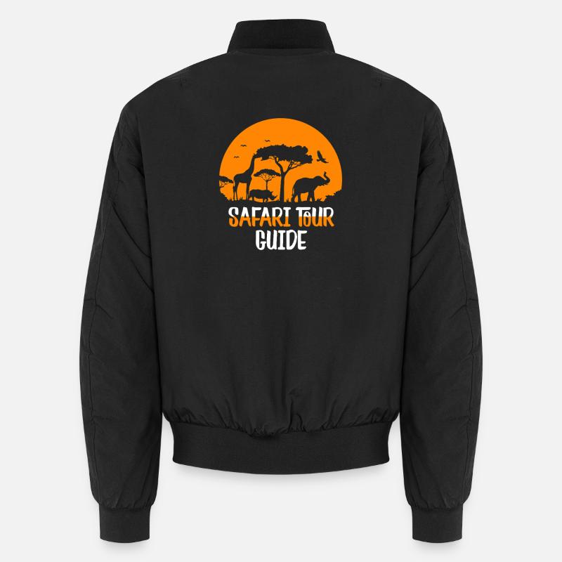 Safari Tour Guide Sunset Silhouette - Unisex Bomber Jacket - black