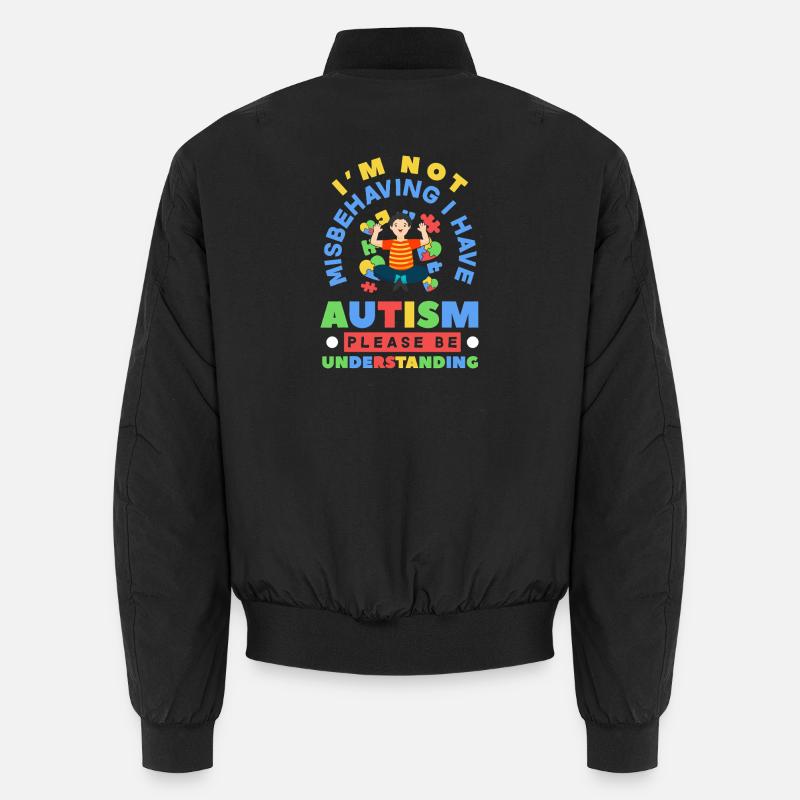 Autism Understanding: Puzzle Hearts - Unisex Bomber Jacket - black
