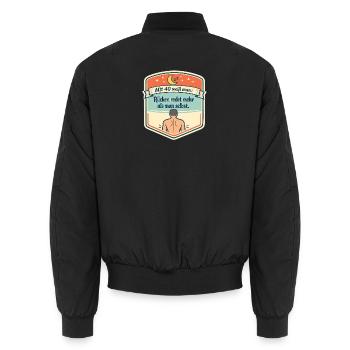 Rückenredet Spruch 40er Humor - Unisex Bomberjacke - Schwarz - Hinten - AI Model Male 185 light (185cm)