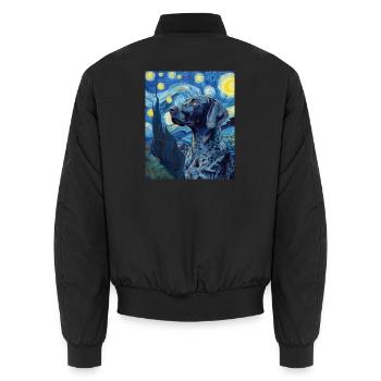 German Shorthair - Unisex Bomber Jacket - black - Back - AI Model Male 185 light (185cm)