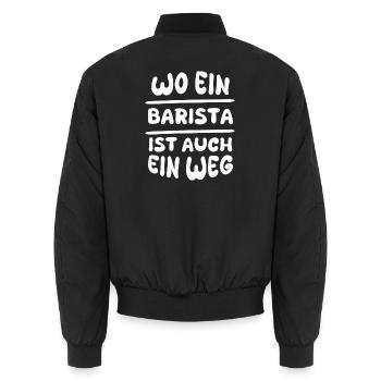 Geschenk für Barista - Unisex Bomberjacke - Schwarz - Hinten - AI Model Male 185 light (185cm)