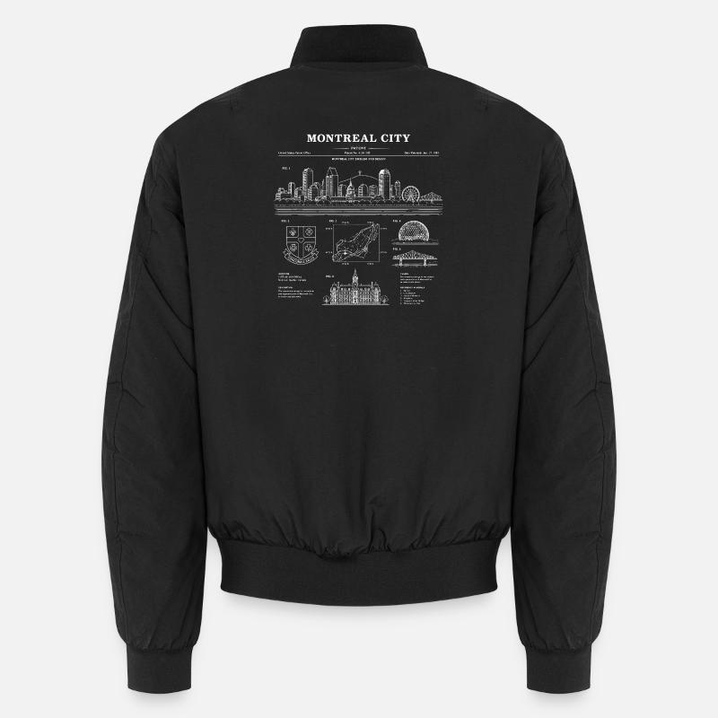 Montreal Skyline Blueprint - Unisex Bomber Jacket - black