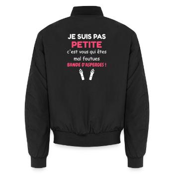 Je suis pas petite — humour rebelle - Bomber unisexe - noir - Dos - AI Model Male 185 light (185cm)