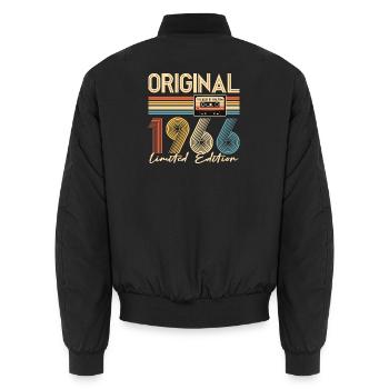 60th Birthday, 60 Years, Original 1966 - Unisex Bomber Jacket - black - Back - AI Model Male 185 light (185cm)