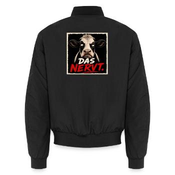 That's annoying - Cow T-Shirt – Statement or Gift - Unisex Bomber Jacket - black - Back - AI Model Male 185 light (185cm)