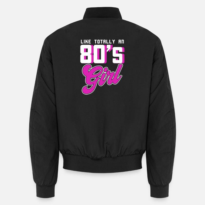 80s Neon Girl Retro Tee - Unisex Bomber Jacket - black