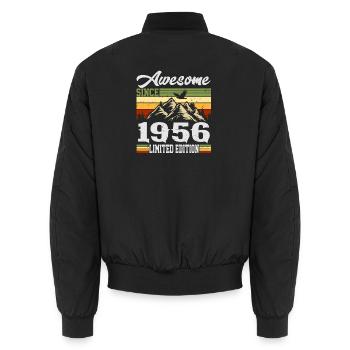 1956 Jahrgang Retro Geburtstag Geschenk - Unisex Bomberjacke - Schwarz - Hinten - AI Model Male 185 light (185cm)