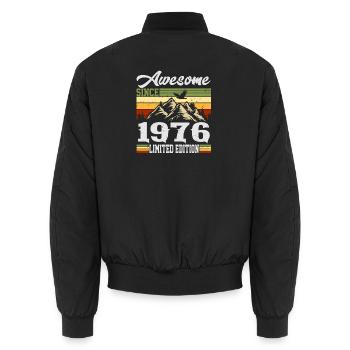 1976 Vintage Retro Birthday Gift - Unisex Bomber Jacket - black - Back - AI Model Male 185 light (185cm)