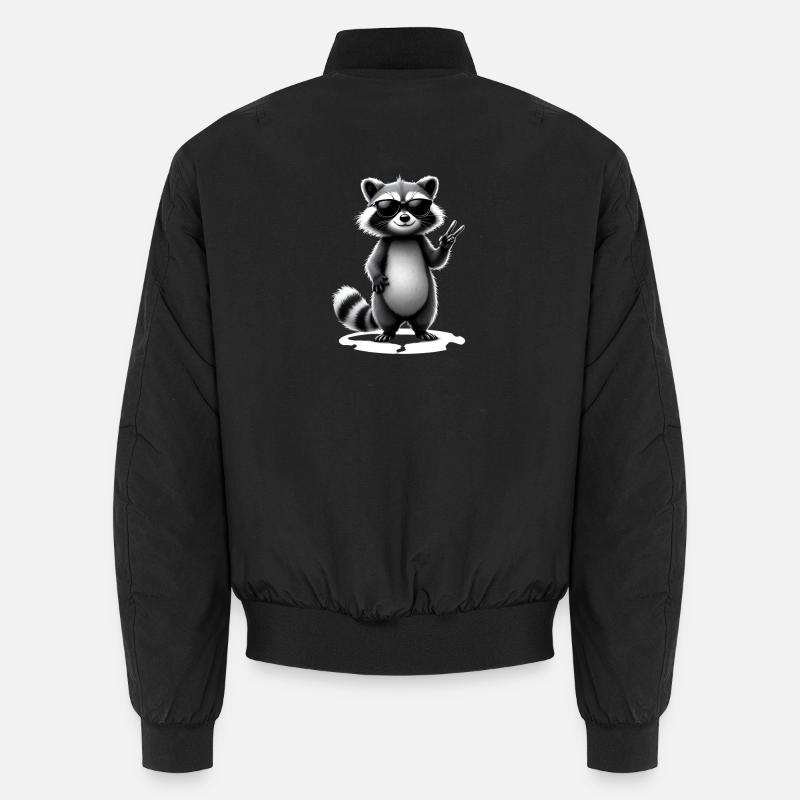 Waschbär mit Sonnenbrille - Unisex Bomberjacke - Schwarz