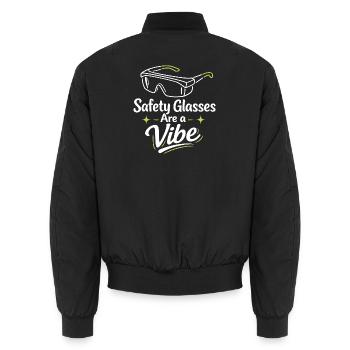 Goggle Vibe | Laboratory Safety - Unisex Bomber Jacket - black - Back - AI Model Male 185 light (185cm)